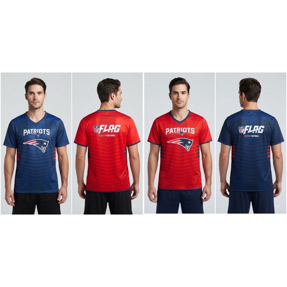 New England Patriots NFL Flag Football Reversible Jersey Mens Navy Red Small